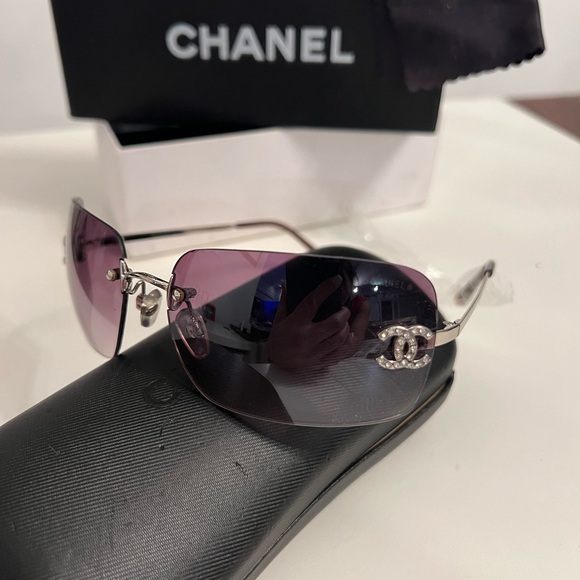 MINT CHANEL 4017 D Crystal Rimless Coco CC Logo Pink Plum SUNGLASSES CASE BOX - Picture 16 of 16